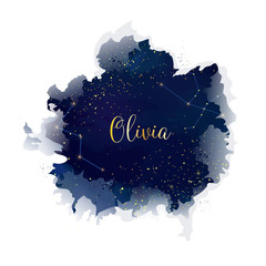 Wall Mural - magic night dark blue sky with sparkling stars vector wedding name card