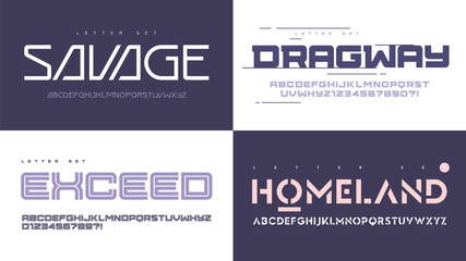 Sticker - Vector modern uppercase letter sets with a different styles