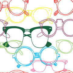 Wall Mural - Glasses. Seamless pattern. Drawing by hand in vintage style. Points of different shapes and sizes.