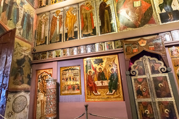 Fragment of the orthodox iconostasis inside the ancient Church