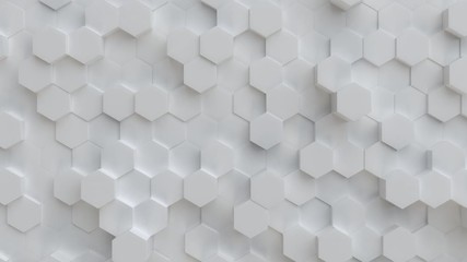 Wall Mural - Tech 3d hexagons white abstract background loop able