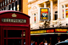Telephone Cabin With A Blurry Background In London, United Kingdom