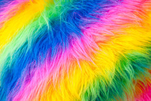 Flamboyant Rainbow Colored Background Of Fuzzy Fake Fur