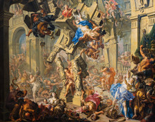 Vienna, Austria. 2019/11/7. Samson's Revenge. C. 1730/1740. Oil On Copper. By Johann Georg Platzer (1704–1761). Belvedere Museum, Vienna, Austria.