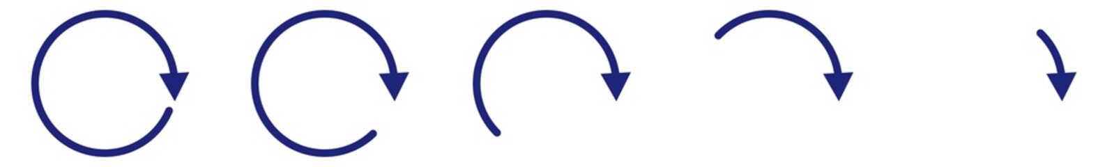 Fototapete - Arrow Icon Blue | Circle Arrows | Infographic Illustration | Direction Symbol | Curved Loading Logo | Up Sign | Isolated | Variations