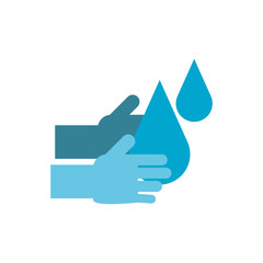 Wall Mural - hand with water drops icon, flat style
