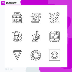 Sticker - Line Icon set. Pack of 9 Outline Icons isolated on White Background for Web Print and Mobile.