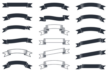 set of blank vintage ribbon banners elements.