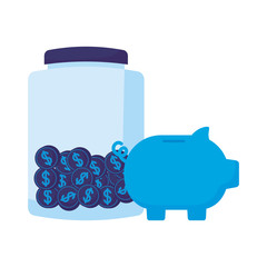 Poster - Isolated money piggy and coins jar vector design