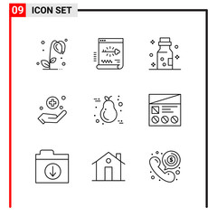 Wall Mural - 9 General Icons for website design print and mobile apps. 9 Outline Symbols Signs Isolated on White Background. 9 Icon Pack.