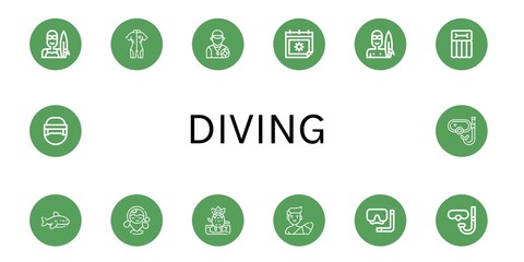 Canvas Print - diving icon set