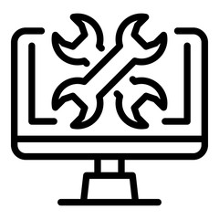 Poster - Monitor service center icon. Outline monitor service center vector icon for web design isolated on white background