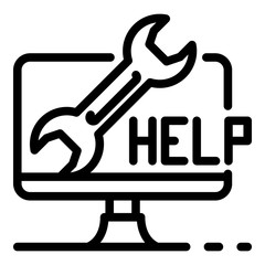 Poster - Online service help icon. Outline online service help vector icon for web design isolated on white background
