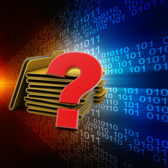 Poster - 3d rendering file folder with question symbol