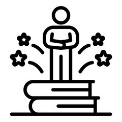 Poster - Interview book stack icon. Outline interview book stack vector icon for web design isolated on white background
