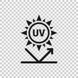 UV radiation icon in flat style. Ultraviolet vector illustration on white isolated background. Solar protection business concept.