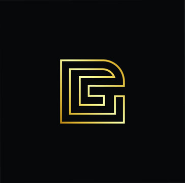 Outstanding professional elegant trendy awesome artistic black and gold color G GG GC CG initial based Alphabet icon logo.