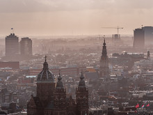 Amsterdam Topview To City Center With Cloudy Sky