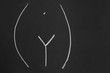 © Axel Bueckert - womb or female pubic area or region without pubic hair - simple minimalist line drawing with chalk on blackboard
