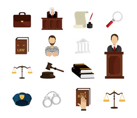 Wall Mural - set of legal law and justice icons