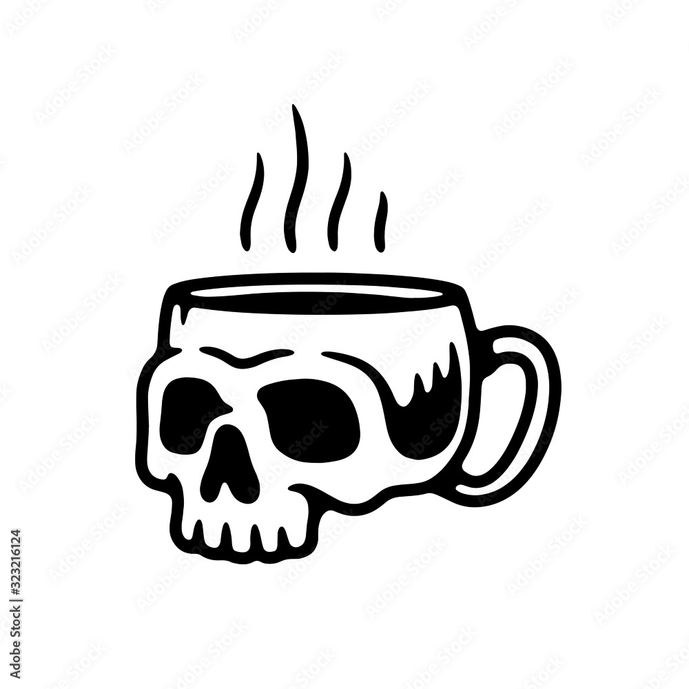 SKULL CUP LOGO BLACK WHITE BACKGROUND Stock Vector | Adobe Stock