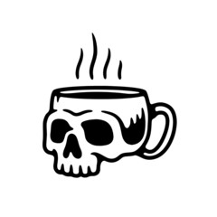 SKULL CUP LOGO BLACK WHITE BACKGROUND