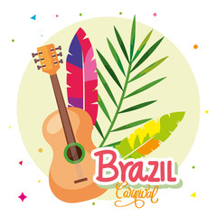 Wall Mural - poster of brazil carnival with guitar and decoration