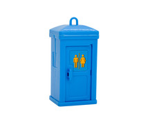 Blue Public Toilet Cubicle Isolated On White Background. Toy