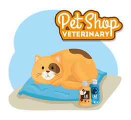 Sticker - pet shop veterinary with little cat