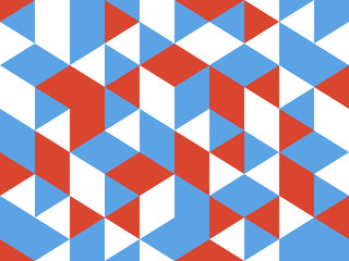 Wall Mural - vector illustration of abstract seamless triangle shape geometric pattern background with red, blue 