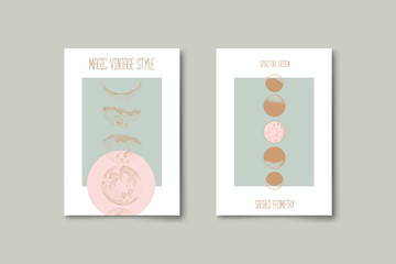 Wall Mural - Set of mystical and mysterious illustrations in hand drawn style.  Minimalistic objects made in the style.  boho style signs and symbols. outer space, moon, sun system. vector.