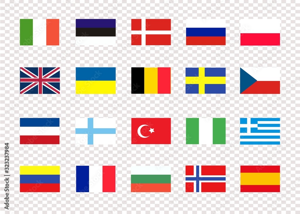 Flag Without Color National flags of different countries on a transparent background ...