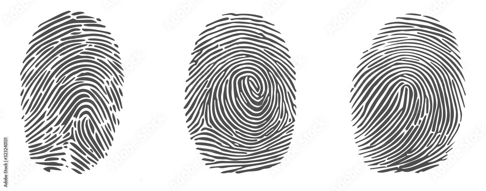 Set of vector fingerprint icons isolated on white background. - obrazy, fototapety, plakaty 