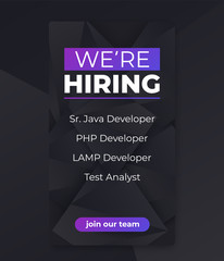 We are hiring, join our team mobile banner