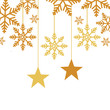 snowflakes wit stars christmas hanging isolated icon vector illustration design