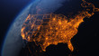 © artegorov3@gmail - 3D illustration of USA and North America from space at night with city lights showing human activity in United States