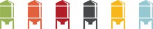 Coloured Icons Of Grain Silos For Agriculture