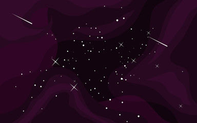 Vector space background . Cute flat style template with Stars in Outer space