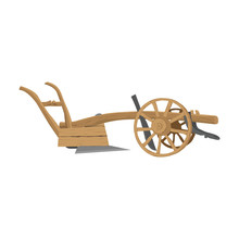 Old Primitive Plow Tool Vector Drawing