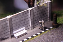 Illustation Photo For Romantic Memorable Moment, Old Couple Mini Figure Toy Walking At Pedestrian 