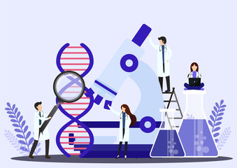 Wall Mural - Doctors working with DNA concept.