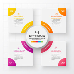 Business infographics template 4 steps with square,Element for design invitations,Vector illustration.