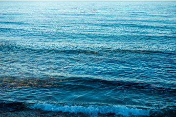 Wall Mural - Calm waves on the shore of the blue sea