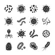 Set of Virus And Bacteria Related Vector Icons