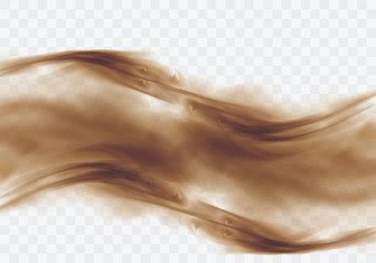 Wall Mural - desert sandstorm, brown dusty cloud banner or dry sand flying with gust of wind, brown smoke realist