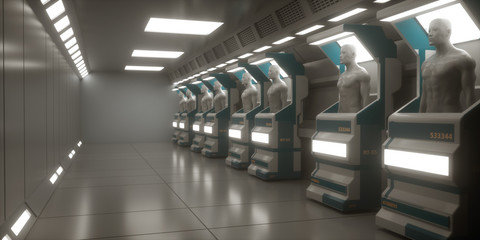 3d render. Cloning human factory