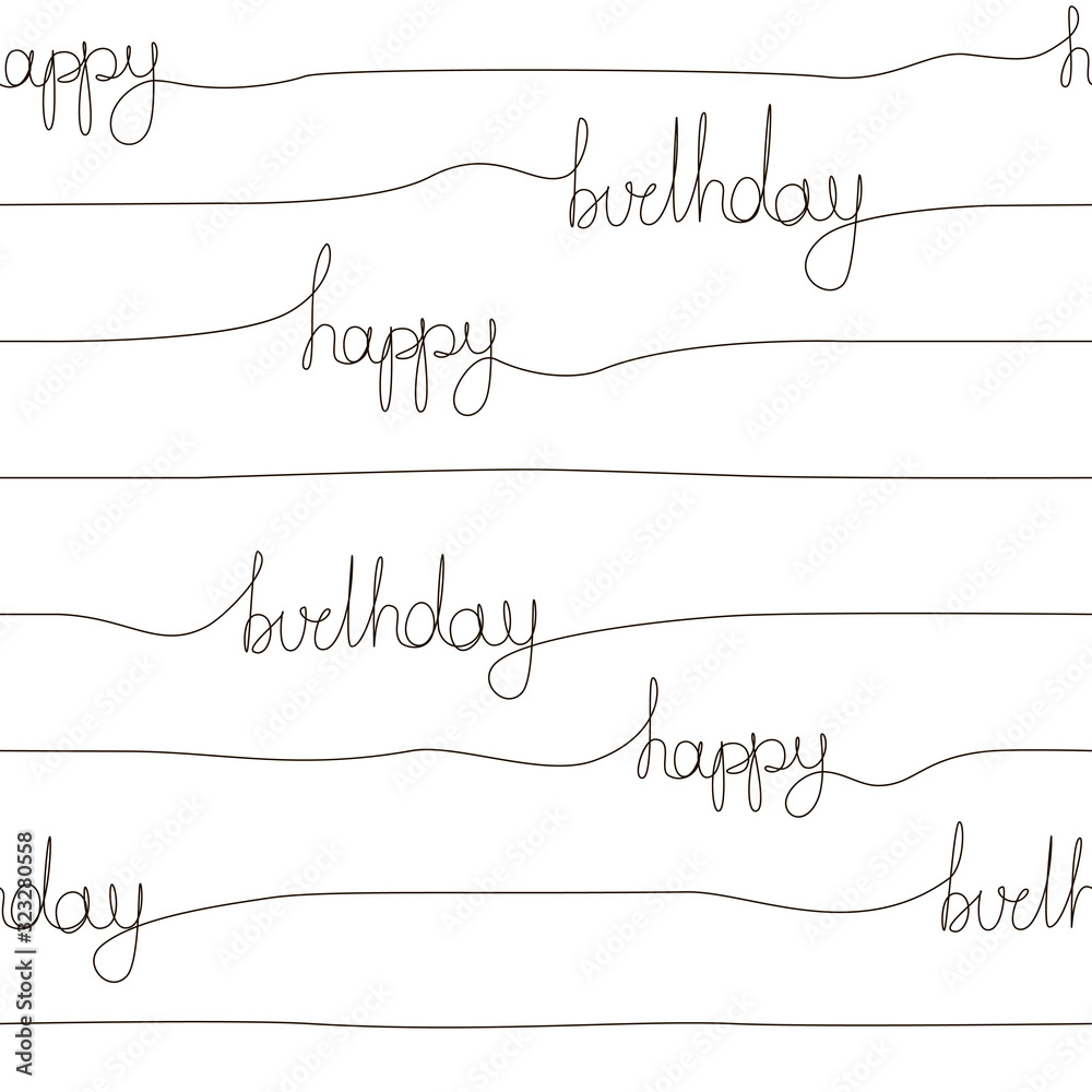 Vector seamless pattern with Happy Birthday handwritten inscription ...