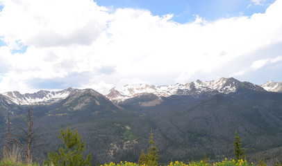  Summer in Colorado: Mt Stratus, Mt Nimbus, Red Mountain, Mt Cumulus and Howard Mountain of the Never Summer Mountains From Farview Curve Overlook on Trail Ridge Road in Rocky Mountain National Park
