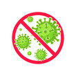 Virus Stop Symbol. Virus protection. Antibacterial and antiviral defence. Vector illustration.