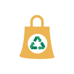 arrows recycle symbol in shopping bag